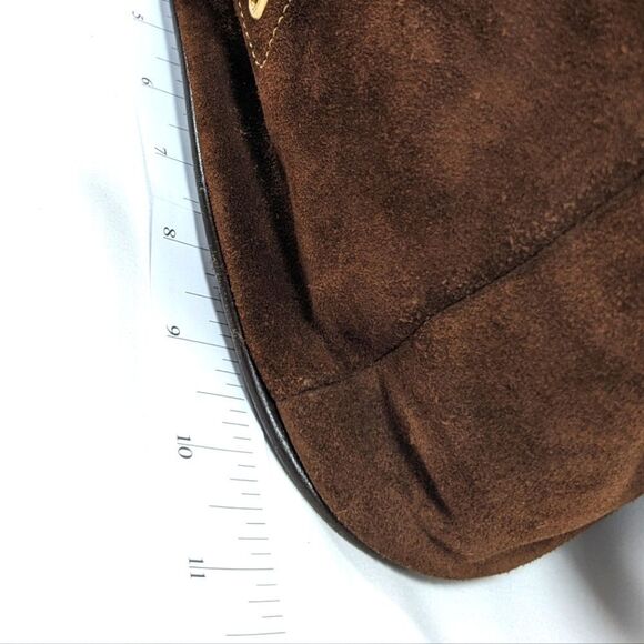 Maxx New York Signature Brown Suede Leather Shoulder Bag And Matching Wristlet - Picture 11 of 13